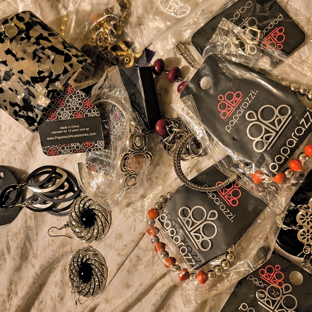 Paparazzi Jewelry Set with Orange and Silver Accents
